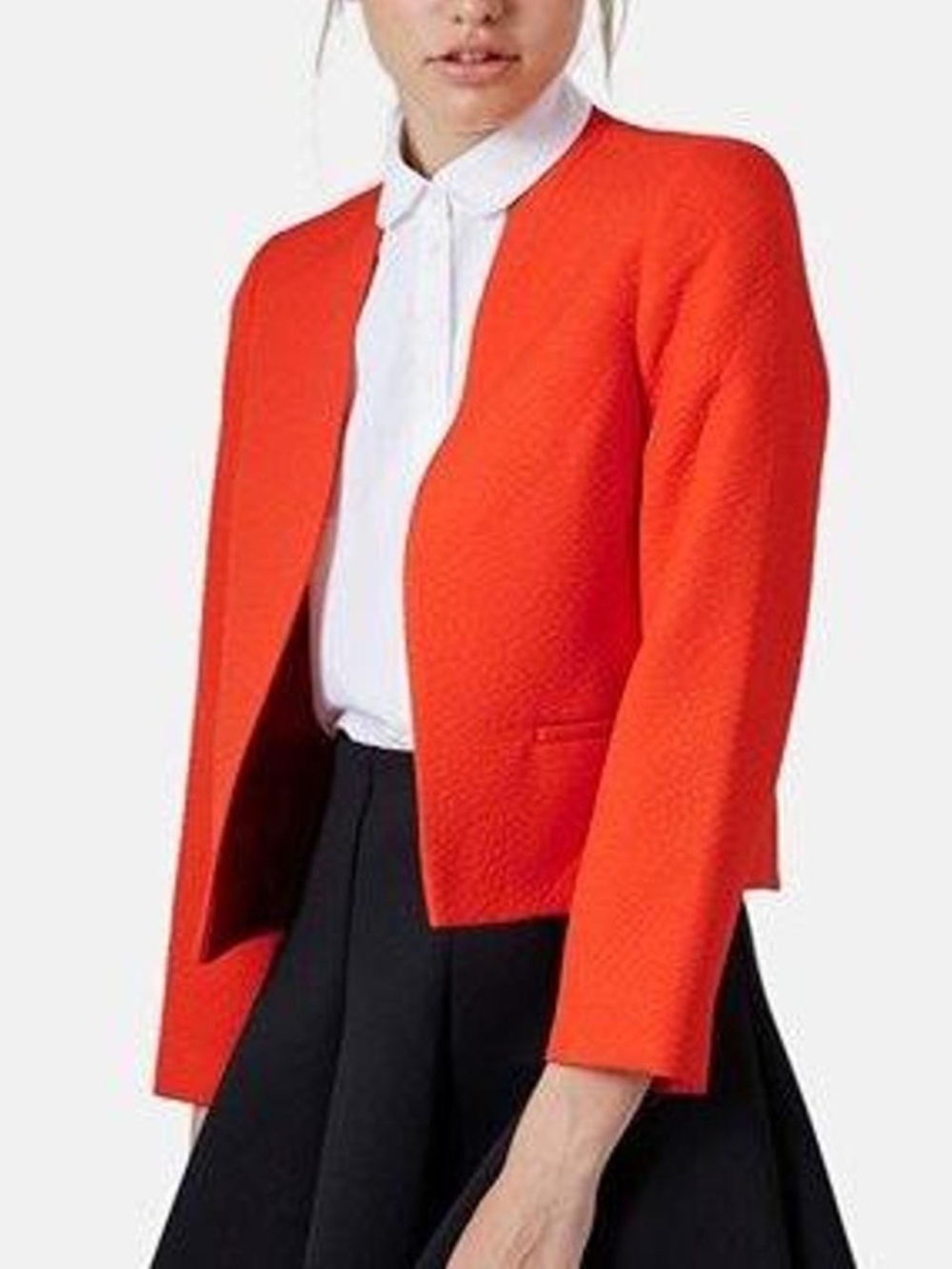 Topshop Red Orange Textured Blazer Statement Jacket